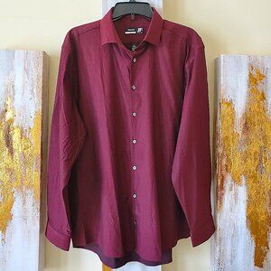 J. Ferrar Burgundy Stretch Regular Dress Shirt Burgundy SZ XL17-17.5 (34-35)